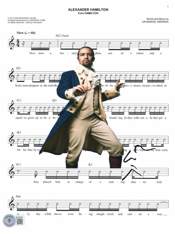 LIN-MANUEL MIRANDA AUTOGRAPH SIGNED ALEXANDER HAMILTON SHEET MUSIC BECKETT BAS Cover