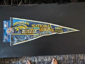 Michigan Wolverines 1997 Championship Wincraft Pennant W/Pin With Sticker - Picture 1 of 11