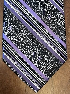 Corbata de cuello para hombre Platinum Designs púrpura gris negro hecha a mano 100 % poliéster china Foto 1 de 4