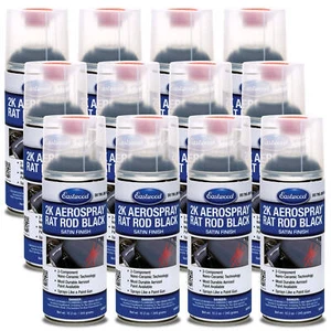 Eastwood 2K Catalyzed Aerospray Rat Rod Satin Black Finish Spray Paint 12 Pack - Picture 1 of 1