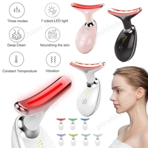 7 Colours Neck Face Lifting Massager Skin Tighten Device LED Anti Beauty Wrinkle - Picture 1 of 21