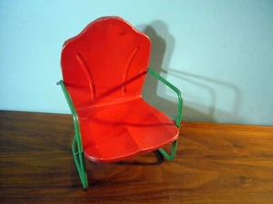 Metal Iron Doll Size Outdoor Yard Garden Toy Tulip Shell Chair Vintage Rocker - Picture 1 of 4