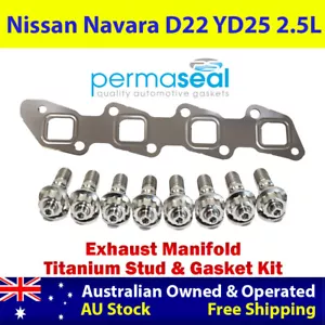 Permaseal Exhaust Manifold Titanium Stud&Gasket Kit For Nissan Navara D22 2.5L - Foto 1 di 6