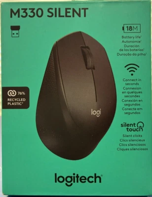 Logitech - M330 - SILENT PLUS Wireless Mouse, 2.4GHz - Black - Image 1 of 4