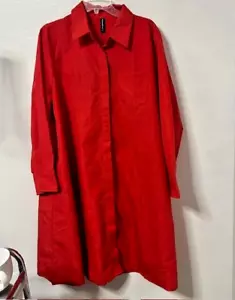 Abito camicia Koandaily MIDI rosso con colletto e bottoni nuovo con etichette e tasche taglia large - Foto 1 di 11