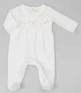 Baby Girls Sleepsuit  'Flowers' 0-6 Month Silver Glitter Spots White & Pink ~abg - Picture 1 of 1