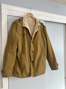 Tan Rancher Jacket Men's Size Large Canvas Sherpa Lined Barn Chore Coat Fitmild - Picture 1 of 21