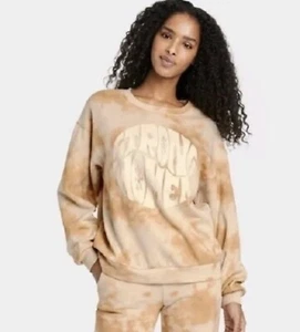 Women's STRONG WOMEN Graphic Long Sleeve Tie Dye Sweatshirt Yellow Size S - Picture 1 of 3