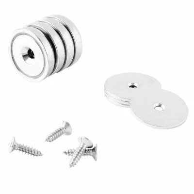 TOTALELEMENT 32mm Neodymium Rare Earth Countersunk Cup/Pot Mounting Magnets N42 (4 Pack)