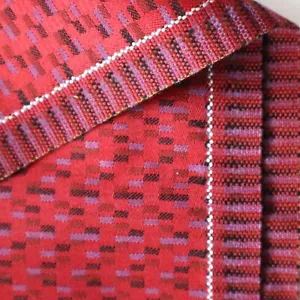 Vintage Artisan Woven Home Decor Fabric Red w Geometric Purple Elegant! 1.1 yds - Picture 1 of 10