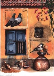 India - " BIRDS ~ PIGEON & SPARROW " MNH Mini Sheet MS / SS 2010 ! - Picture 1 of 1