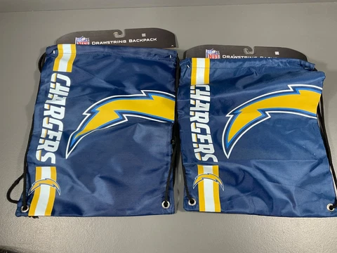 NFL Los Angeles Chargers Big Logo Drawstring Backpack Gym Bag 18"x 14” LOT OF 2 Cover