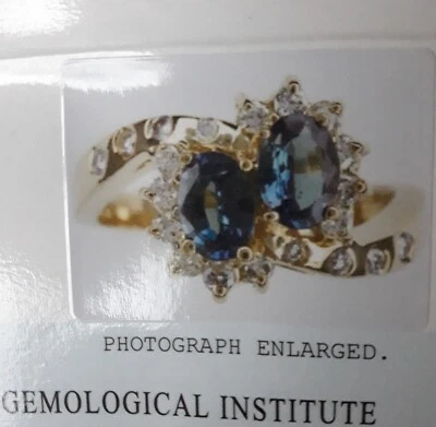 Mark Henry Alexandrite And Diamond 18K Gold Ring Size 8 W/ Cert of Appraisal  - Image 1 of 4