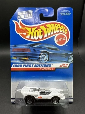 1998 Hot Wheels #669 First Editions 28/40 CHAPARRAL 2 White w/Chrome Lace Spokes - Image 1 of 4
