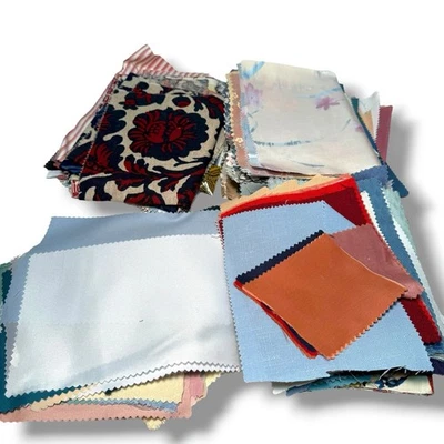 3 Lbs LOT Vintage Fabric Scraps Pieces Cotton Multicolor Pattern Print Blue - Image 1 of 4