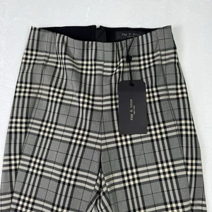 Rag & Bone Pants Womens 0 Black White Plaid Simone Check New York NWT - Picture 1 of 11