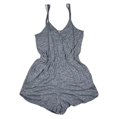 Mossimo 无袖女式连身裤 S Heather 蓝色 V 领休闲服游泳罩 — 第 1/4 张图片