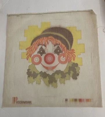 Vintage Paternayan Needlepoint Canvas – Clown Face Design – Unstitched - Image 1 of 4