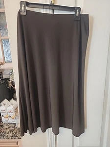 CHICOS Size 3 Brown A Line Skirt Elastic Waistband (EB3) - Picture 1 of 8