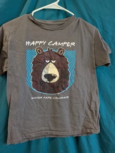 Winter Park CO Happy Camper Youth Shirt Funny Bear Souvenir Tee Gray - Picture 1 of 3