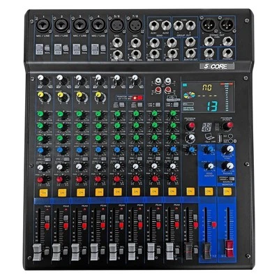 5Core Audio Mixer 12 Channel DJ Soundboard USB Interface Bluetooth XLR Console - Image 1 of 4