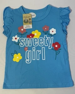Ruffle Short Sleeve T Shirt Colorful Floral Sweety Girl Top Girls Sz 3 Years NEW - Picture 1 of 6