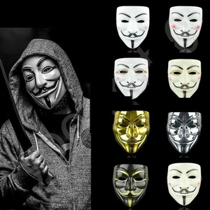 Fancy Face Mask Hacker V Anonymous for Vendetta Guy Fawkes Xmas Party Dress UK - Picture 1 of 6