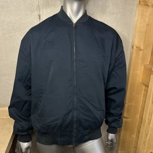 RED KAP XL Navy Blue Quilt Lined Full Zip Mechanic Bomber Work Jacket HOLES - Picture 1 of 10