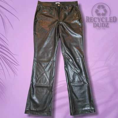 A.L.C. Womens 6 Black Faux / Vegan Leather 5 Pocket Bootcut Pants Jeans ALC - Image 1 of 4