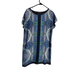 KUT From the Kloth Blue Short Sleeve Geometric Shift Dress Size 8 - Picture 1 of 7