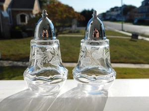 FOSTORIA CENTURY BLANK ETCHED SALT & PEPPER SHAKERS - Picture 1 of 4
