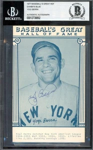 Yogi Berra Beckett BAS Signed 1977 Exhibit HOF Blue Autograph - Picture 1 of 1