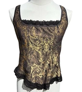 Vtg Arianne Womens Bustier Top Large Black Brocade Lace Whimsy Goth Fairy Grunge - Picture 1 of 4
