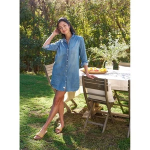 Frank & Eileen Mary Distressed Denim Hemdkleid Damen Langarm Large gebraucht, in einwandfreiem Zustand - Bild 1 von 10