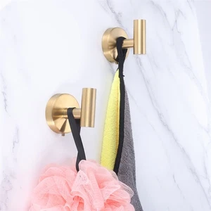 Gold Stainless Steel Hooks Coat Door Towel Hat Hooks Wall Door Kitchen Bathroom - Picture 1 of 11