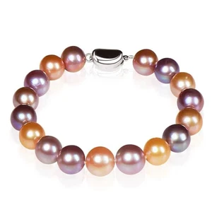 7.5-8"12-14mm Natural South Sea Genuine Pink Purple Round Pearl Bracelet Jewelry - Picture 1 of 3