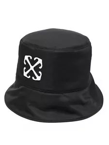 OFF-WHITE black & white nylon Arrow logo embroidered bucket hat Large authentic - Picture 1 of 12