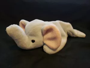 Ty Beanie Baby Peanut Light Blue Elephant 4th Generation Sticker Tush Tag, Error - Imagen 1 de 4