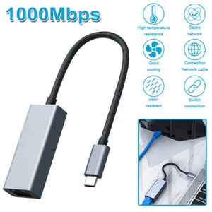 USB-C (Type C 3.1) to RJ45 Gigabit Ethernet LAN Network Adapter - Picture 1 of 17