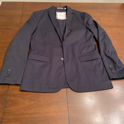 Ben Sherman Men Two Button Suit Jacket Blue Cotton M Missing Sleeve Button - Image 1 of 4