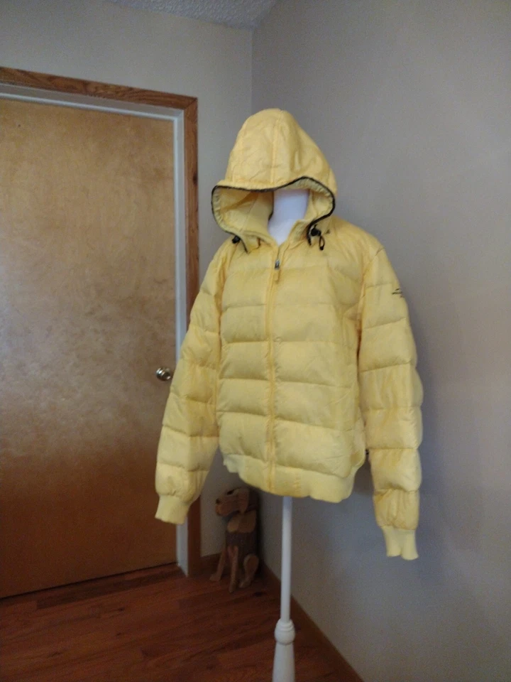 Ralph Lauren Polo Jeans YELLOW Puffer Winter Faux Fur Hood Bomber Jacket Sz SM/M - Image 1 of 4