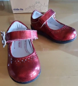 Valentine Girls Aubree ruby red leather lined Stride Rite shoes size 4.5 w box - Picture 1 of 13