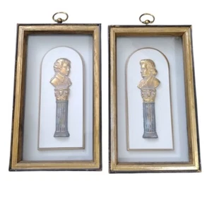 Vintage Wender Wandzubehör gerahmte Kunst 2er Set Podest Büsten MCM Wanddeko - Bild 1 von 11