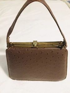 Vintage Leather Handbag Baguette Style Purse - Picture 1 of 12