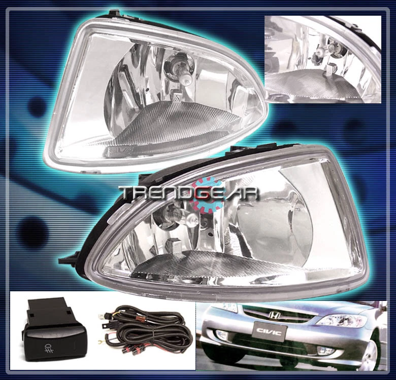 FOR 2004-2005 HONDA CIVIC 2/4DR BUMPER DRIVING FOG LIGHTS LAMPS CHROME - Imagem 1 de 1