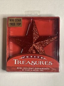 Kurt Adler Petite Treasures Red Glittered Mini Star Christmas Tree Topper 4 in - Picture 1 of 2