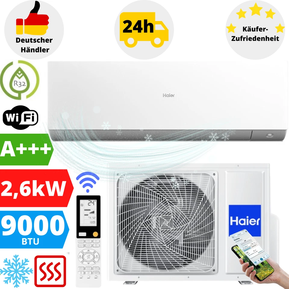 Haier Arctic Expert Plus Klimaanlage 9000BTU Klimagerät Klima WLAN 2,6kW R32 - Bild 1 von 4