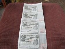Vintage Sheet of 4 State of Louisiana $5 Dollar Baby Bonds  1879 Crisp Condition