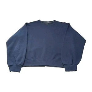 Vintage Fruit Of The Loom Size Medium Sweatshirt Navy Blue Blank Crewneck Unisex - Picture 1 of 10