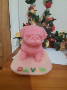 English Bulldog Candle (Large) Gift Idea 13 Cm Unscented Pink Candles HandMade - Picture 1 of 6